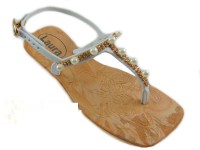 Sandália bordada strass com pérolas